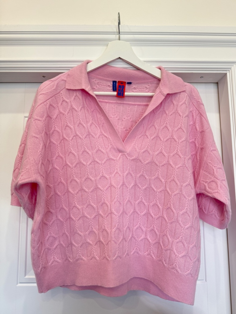 NO NAME NONAME SWEATERS LIGHT PINK 100% CASHMERE POLO SMALL EUC